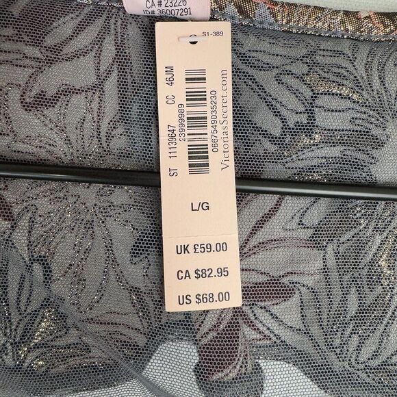 Victorias Secret Bodysuit Womens Large Pink Metallic Sheer Brocade Coquette NEW - Picture 11 of 16